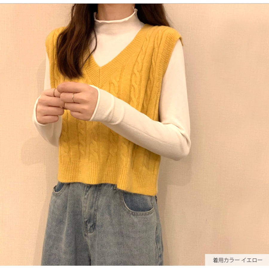 ニットベスト トップス Vネック 韓国ファッション 韓国 秋服 大人 オフィスカジュアル シンプル ストリート レディース 春 夏 秋 冬 新作 ブラック 黒 ホワイト 白 グレー 灰 イエロー 黄 ブラウン 茶 ブルー 青 アイボリー フリーサイズ JOCOSA 7038