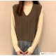 ニットベスト トップス Vネック 韓国ファッション 韓国 秋服 大人 オフィスカジュアル シンプル ストリート レディース 春 夏 秋 冬 新作 ブラック 黒 ホワイト 白 グレー 灰 イエロー 黄 ブラウン 茶 ブルー 青 アイボリー フリーサイズ JOCOSA 7038
