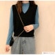 ニットベスト トップス Vネック 韓国ファッション 韓国 秋服 大人 オフィスカジュアル シンプル ストリート レディース 春 夏 秋 冬 新作 ブラック 黒 ホワイト 白 グレー 灰 イエロー 黄 ブラウン 茶 ブルー 青 アイボリー フリーサイズ JOCOSA 7038