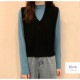 ニットベスト トップス Vネック 韓国ファッション 韓国 秋服 大人 オフィスカジュアル シンプル ストリート レディース 春 夏 秋 冬 新作 ブラック 黒 ホワイト 白 グレー 灰 イエロー 黄 ブラウン 茶 ブルー 青 アイボリー フリーサイズ JOCOSA 7038