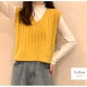ニットベスト トップス Vネック 韓国ファッション 韓国 秋服 大人 オフィスカジュアル シンプル ストリート レディース 春 夏 秋 冬 新作 ブラック 黒 ホワイト 白 グレー 灰 イエロー 黄 ブラウン 茶 ブルー 青 アイボリー フリーサイズ JOCOSA 7038