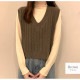 ニットベスト トップス Vネック 韓国ファッション 韓国 秋服 大人 オフィスカジュアル シンプル ストリート レディース 春 夏 秋 冬 新作 ブラック 黒 ホワイト 白 グレー 灰 イエロー 黄 ブラウン 茶 ブルー 青 アイボリー フリーサイズ JOCOSA 7038