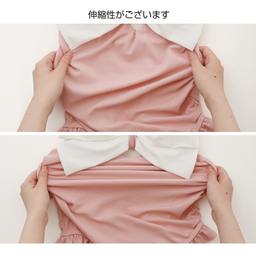 水着 リボン ワンピース 体型カバー フリル モノキニ オールインワン水着 バイカラー パッド付き 大人 おしゃれ レディース 夏 プール ブラック ピンク ブルー M L XL JOCOSA 9813