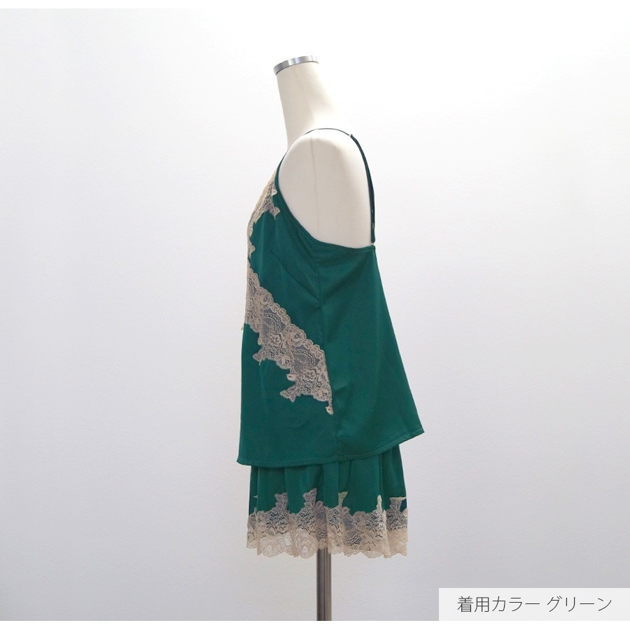 セットアップ ルームウェア セクシー レース パジャマ 韓国ファッション ノースリーブ キャミソール カシュクール パンツ 部屋着 上下セット おしゃれ 春 夏 秋 新作 レディース ブラック 黒 ホワイト 白 ピンク レッド 赤 グリーン 緑 ブルー 青 M L JOCOSA 8443