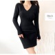 ニットワンピース 膝上 ミニ丈 長袖 ワンピース タイトワンピース 膝上ワンピース ボディライン セクシー カジュアル きれいめ 大人可愛い 韓国ファッション シンプル 大人 レディース 春夏秋冬 ブラック グレー ベージュ 黒 灰 フリーサイズ JOCOSA 9232