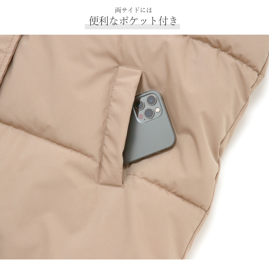 ダウン コート アウター ロング丈 ベスト ポケット ボタン ダブルジップ フード 取り外し 秋 冬 新作 ブラック アイボリー ベージュ M L JOCOSA 9312