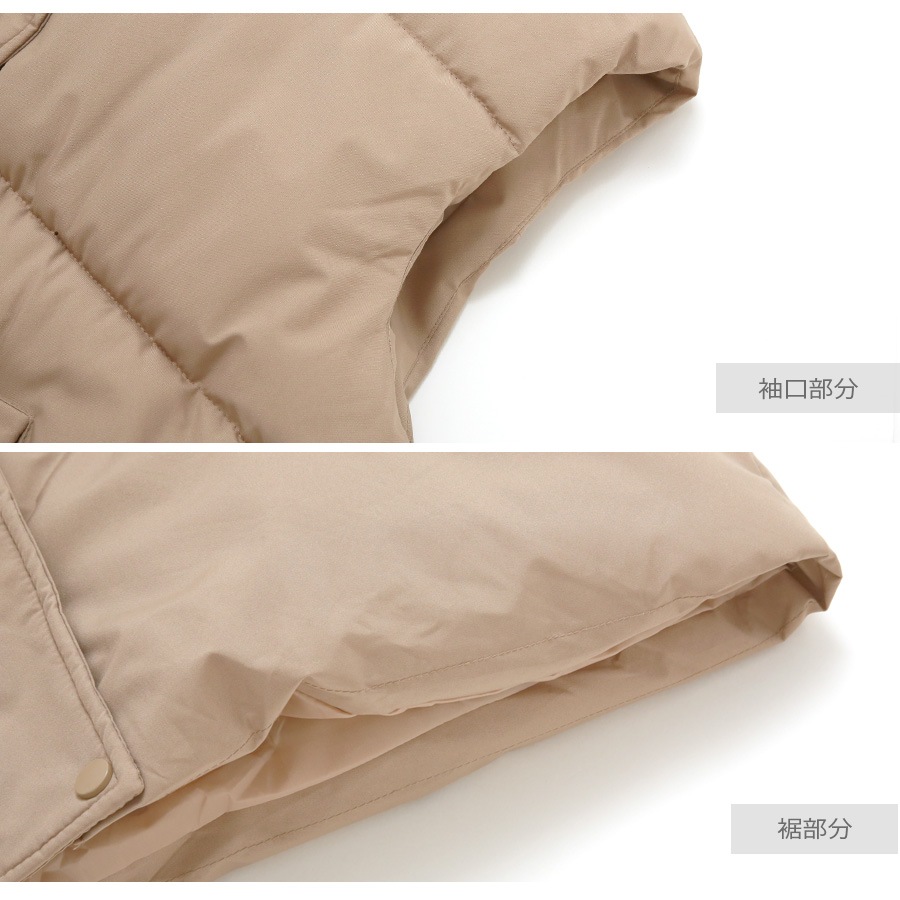 ダウン コート アウター ロング丈 ベスト ポケット ボタン ダブルジップ フード 取り外し 秋 冬 新作 ブラック アイボリー ベージュ M L JOCOSA 9312