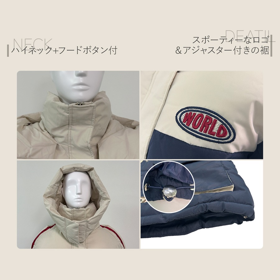 レディース ダウンジャケット 冬アウター 大きめサイズ フェイクダウン ミドル丈 オーバーサイズ 防風 防寒 あったか フード付き 韓国ファッション JOCOSA 9320