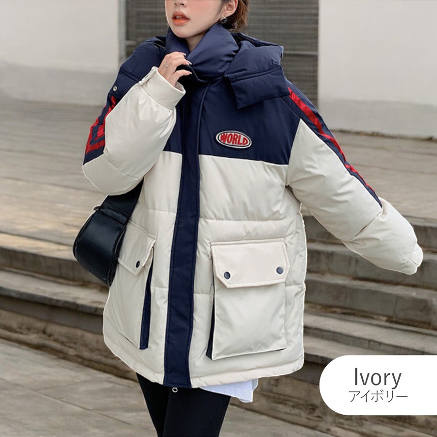 レディース ダウンジャケット 冬アウター 大きめサイズ フェイクダウン ミドル丈 オーバーサイズ 防風 防寒 あったか フード付き 韓国ファッション JOCOSA 9320