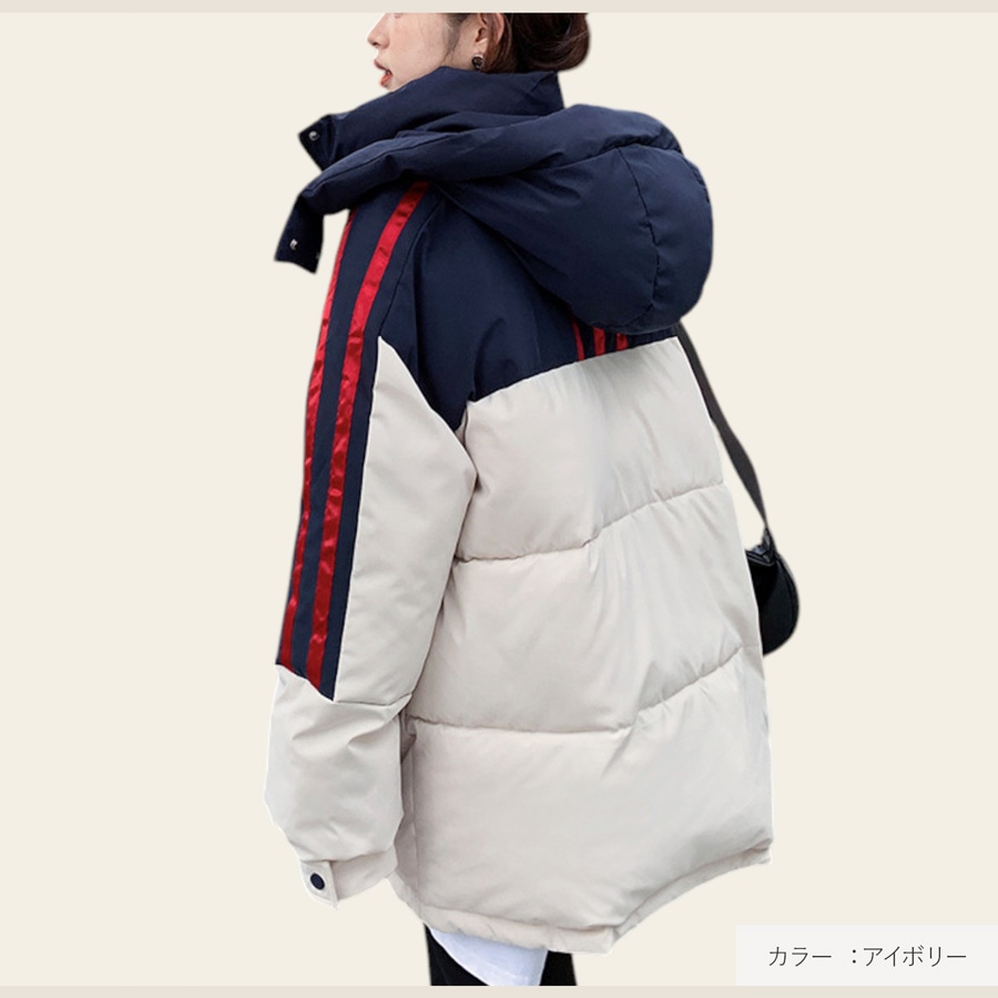 レディース ダウンジャケット 冬アウター 大きめサイズ フェイクダウン ミドル丈 オーバーサイズ 防風 防寒 あったか フード付き 韓国ファッション JOCOSA 9320