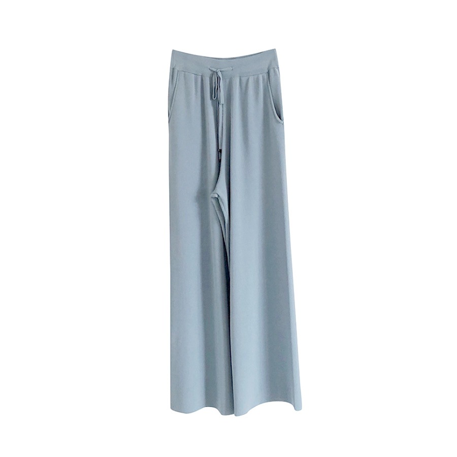 ワイドパンツ レディース 大きいサイズ ロング ニット 薄手 サマーニット 春 夏 秋 冬 ボトムス ウエストゴム ルームウェア 高身長 大人 無地 涼しい ゆる ゆったり くすみ ピンク ブルー ベージュ ブラック 黒 JOCOSA 8163