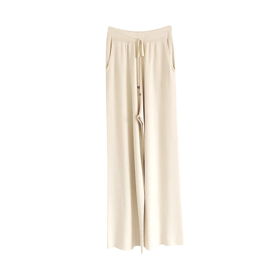 ワイドパンツ レディース 大きいサイズ ロング ニット 薄手 サマーニット 春 夏 秋 冬 ボトムス ウエストゴム ルームウェア 高身長 大人 無地 涼しい ゆる ゆったり くすみ ピンク ブルー ベージュ ブラック 黒 JOCOSA 8163