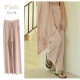 ワイドパンツ レディース 大きいサイズ ロング ニット 薄手 サマーニット 春 夏 秋 冬 ボトムス ウエストゴム ルームウェア 高身長 大人 無地 涼しい ゆる ゆったり くすみ ピンク ブルー ベージュ ブラック 黒 JOCOSA 8163