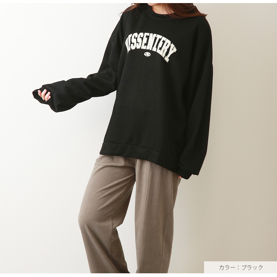 スウェット ロゴ トレーナー トップス 長袖 オーバーサイズ 韓国ファッション レディース 春 秋 冬 新作 ブラック　ホワイト グレー ブルー イエロー アイボリー M L XL JOCOSA 7181