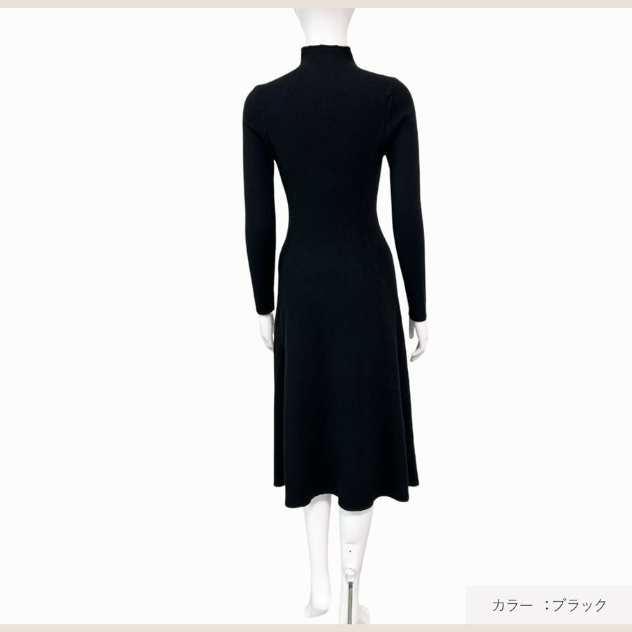 レディース ワンピース ワンピ ニットワンピ 厚手 細見え 体型カバー シンプル 高見え 上品 フェミニン Aライン きれいめ 着回し 秋冬ワンピ 膝下丈 ミディ丈 プチハイネック JOCOSA 5012