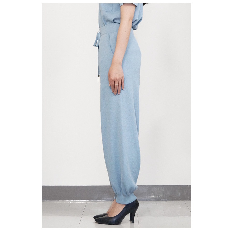 ジョガーパンツ レディース 大きいサイズ ロング ニット 薄手 サマーニット 春 夏 秋 冬 ボトムス ウエストゴム ストレッチルームウェア 大人 無地 涼しい ゆる ゆったり くすみ ピンク ブルー ベージュ ブラック 黒 JOCOSA 8164 送料無料 即納