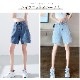 ハーフパンツ デニム ハイウエスト 短パン ジーパン ポケット 韓国ファッション レディース 新作 春 夏 秋 ライトブルー ブルー S M L XL JOCOSA 9126