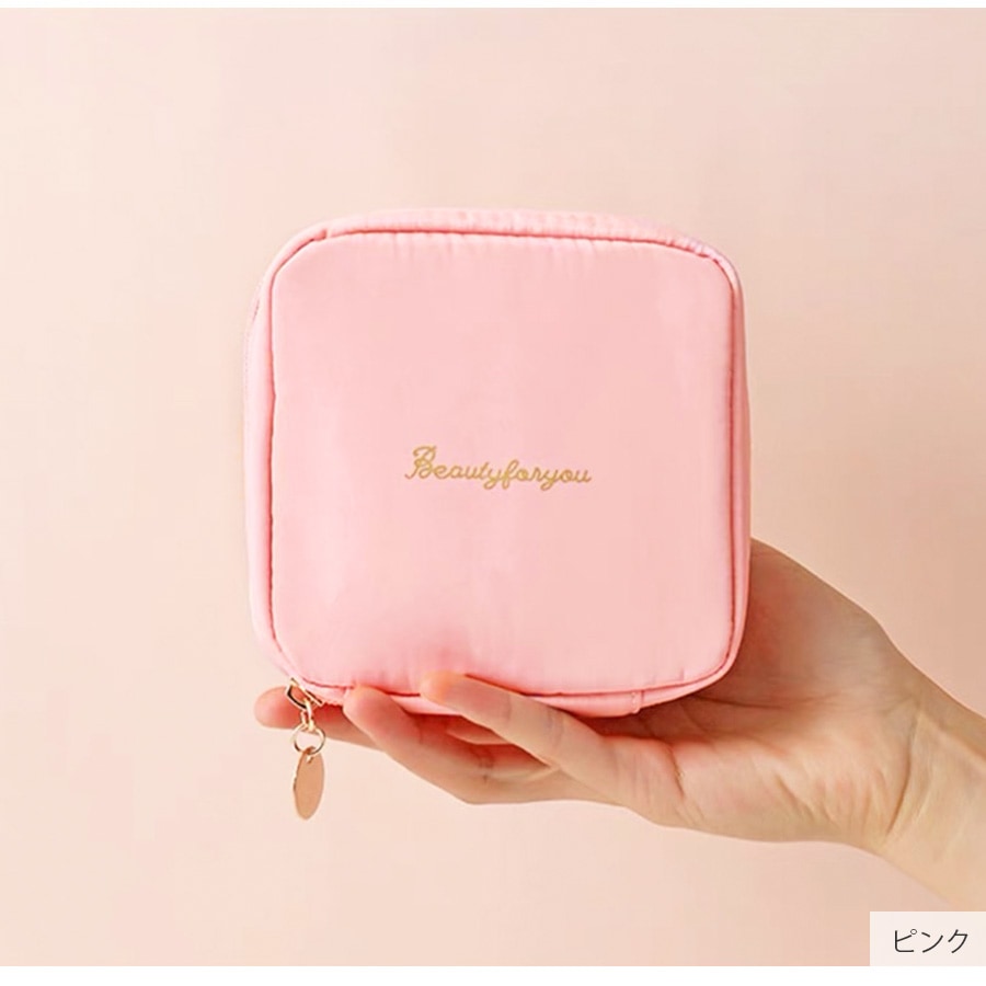 化粧ポーチ 撥水 サニタリー メイクポーチ 小物入れ サニタリーポーチ 生理用品 ナプキンポーチ ナプキン 化粧品 コスメ 収納 リップ メイク道具 おしゃれ シンプル ワンポイント ロゴ 裏地付き 新作 ブラック 黒 グリーン 緑 レッド 赤 ミントグリーン ピンク JOCOSA 9036