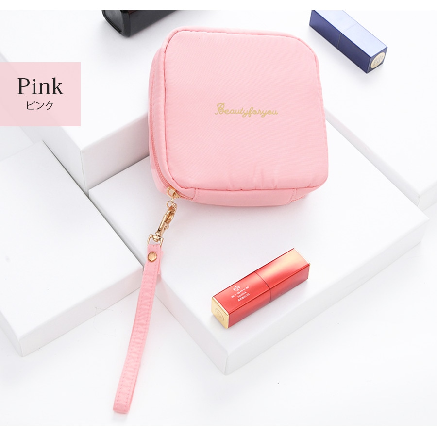 化粧ポーチ 撥水 サニタリー メイクポーチ 小物入れ サニタリーポーチ 生理用品 ナプキンポーチ ナプキン 化粧品 コスメ 収納 リップ メイク道具 おしゃれ シンプル ワンポイント ロゴ 裏地付き 新作 ブラック 黒 グリーン 緑 レッド 赤 ミントグリーン ピンク JOCOSA 9036
