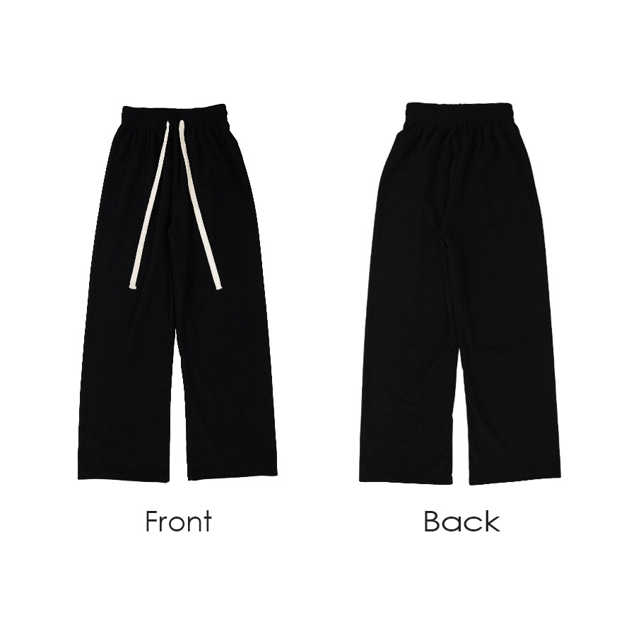 ワイドパンツ コーデュロイ リラックスパンツ ロングパンツ ハイウエスト ゆったり 定番 シンプル 韓国ファッション レディース 新作 春 秋 冬 ブラック グレー ベージュ アイボリー M L JOCOSA 9129