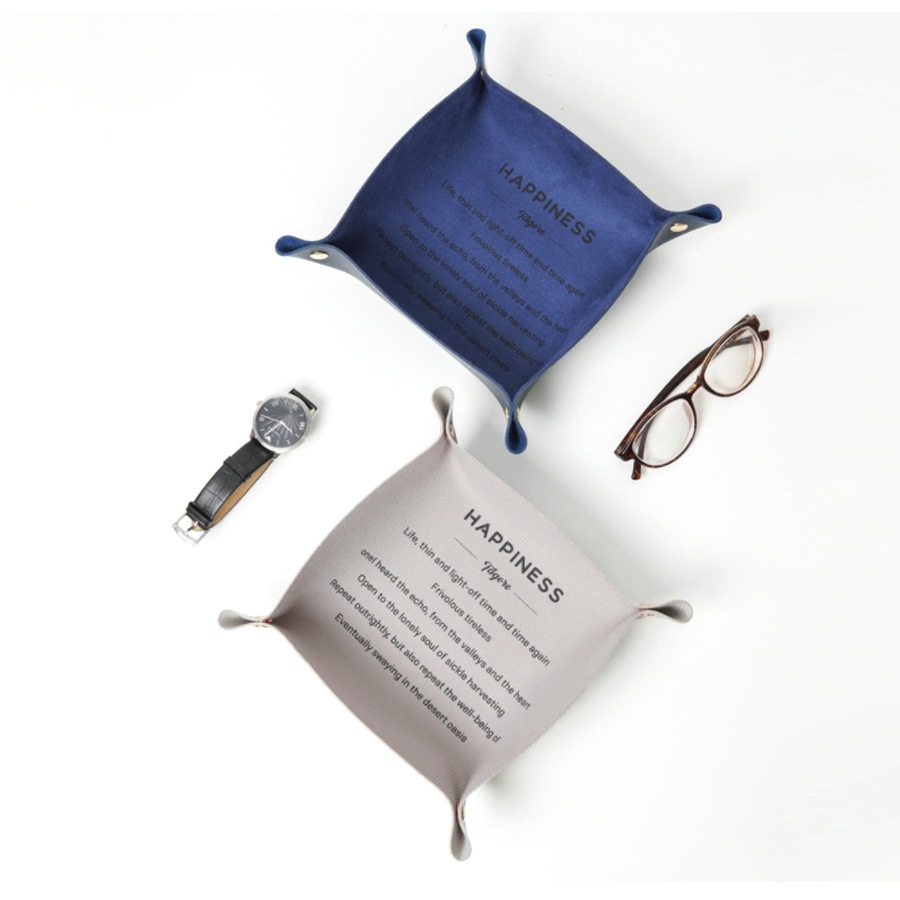 レザートレイ トレイ インテリア 雑貨 おしゃれ 収納ケース マルチトレー 正方形 小物入れ 革小物 合皮 英文 かわいい ユニセックス 春夏秋冬 新作 16cm グリーン 緑 レッド 赤 グレー ピンク マスタード ブルー JOCOSA 9002 送料無料 即納