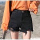 ショートパンツ デニム ダメージ ハイウエスト 韓国ファッション レディース 新作 春 夏 秋 ブラック ホワイト ダークグレー ライトブルー ブルー S M L XL JOCOSA 9123