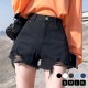 ショートパンツ デニム ダメージ ハイウエスト 韓国ファッション レディース 新作 春 夏 秋 ブラック ホワイト ダークグレー ライトブルー ブルー S M L XL JOCOSA 9123