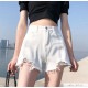 ショートパンツ デニム ダメージ ハイウエスト 韓国ファッション レディース 新作 春 夏 秋 ブラック ホワイト ダークグレー ライトブルー ブルー S M L XL JOCOSA 9123