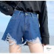 ショートパンツ デニム ダメージ ハイウエスト 韓国ファッション レディース 新作 春 夏 秋 ブラック ホワイト ダークグレー ライトブルー ブルー S M L XL JOCOSA 9123