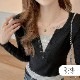 レディース トップス リブニット フェイクレイヤード レイヤード風 重ね着 学生 着膨れしない オフィスカジュアル 通勤 通学 韓国風 薄手 ショート丈 Vネック 華奢見え おしゃれ JOCOSA 7272