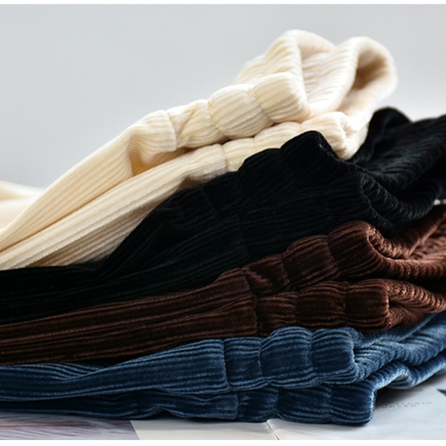 テパードパンツ レディース 春夏秋冬 新作 ズボン ボトムス ルームウェア ウエストゴム リブ コーデュロイ ベロア サイドポケット ロング リラックス 大人 可愛い かっこいい おしゃれ 韓国 韓国風 ブラック 黒 ダークグリーン 緑 アイボリー ブラウン 茶 MLXL JOCOSA 8174