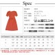 ワンピース 夏 韓国ファッション 半袖 ロング 膝下 シンプル 大人 フェミニン リボン パフスリーブ タック チャック おしゃれ デート レディース 春 秋 新作 ホワイト 白 レッド 赤 S M L JOCOSA 8899