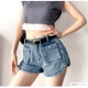 デニム ショートパンツ スリット 定番 ホットパンツ ポケット シンプル 脚長 パンツ カジュアル ミニ丈 ショート丈 韓国ファッション レディース 新作 春 夏 ブラック グレー ブルー S M L XL JOCOSA 9125