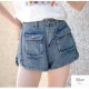 デニム ショートパンツ スリット 定番 ホットパンツ ポケット シンプル 脚長 パンツ カジュアル ミニ丈 ショート丈 韓国ファッション レディース 新作 春 夏 ブラック グレー ブルー S M L XL JOCOSA 9125