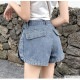 デニム ショートパンツ スリット 定番 ホットパンツ ポケット シンプル 脚長 パンツ カジュアル ミニ丈 ショート丈 韓国ファッション レディース 新作 春 夏 ブラック グレー ブルー S M L XL JOCOSA 9125