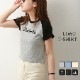 ロゴT Tシャツ トップス ショート丈 半袖 ロゴ バイカラー レディース 春 夏 秋 新作 グレー ブルー アイボリー M L XL JOCOSA 7219