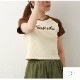 ロゴT Tシャツ トップス ショート丈 半袖 ロゴ バイカラー レディース 春 夏 秋 新作 グレー ブルー アイボリー M L XL JOCOSA 7219
