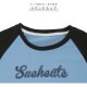 ロゴT Tシャツ トップス ショート丈 半袖 ロゴ バイカラー レディース 春 夏 秋 新作 グレー ブルー アイボリー M L XL JOCOSA 7219