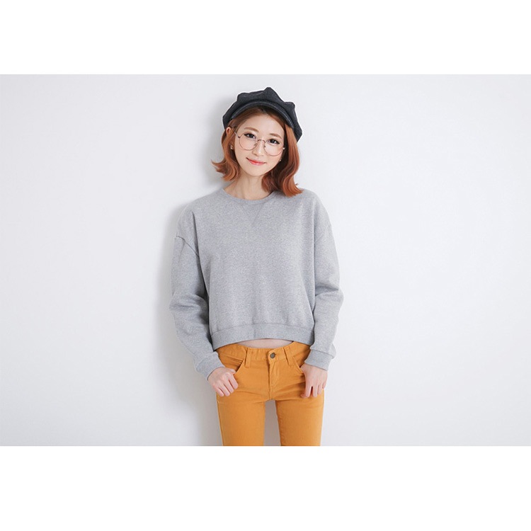 裏起毛 無地 トレーナー ショート丈 長袖 スウェット あったか カットソーシンプル ルームウェア リラックスウェア 普段着 トップス　レディース JOCOSA　送料無料 即納 8063 まとめ