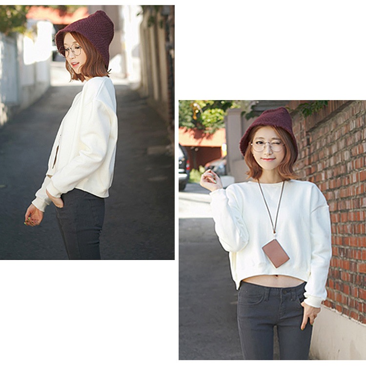 裏起毛 無地 トレーナー ショート丈 長袖 スウェット あったか カットソーシンプル ルームウェア リラックスウェア 普段着 トップス　レディース JOCOSA　送料無料 即納 8063 まとめ