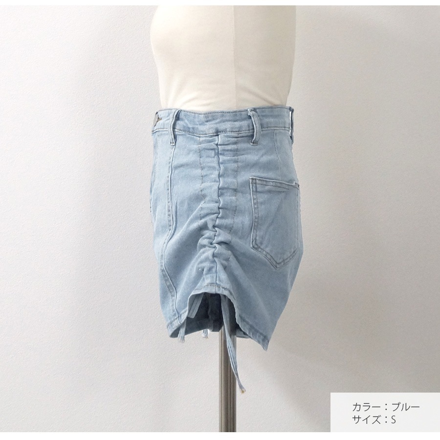 ショートパンツ デニム ハイウエスト 短パン ジーパン ドロスト 韓国ファッション レディース 新作 春 夏 秋 ブラック グレー ブルー S M L XL JOCOSA 9127