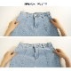 ショートパンツ デニム ハイウエスト 短パン ジーパン ドロスト 韓国ファッション レディース 新作 春 夏 秋 ブラック グレー ブルー S M L XL JOCOSA 9127