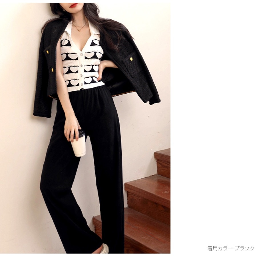 コーデュロイ リラックスパンツ ストレート 薄手 ワイド ロングパンツ ハイウエスト ゆったり 定番 シンプル 韓国ファッション レディース 新作 春 秋 冬 ブラック ブラウン グレージュ アイボリー M L JOCOSA 9130