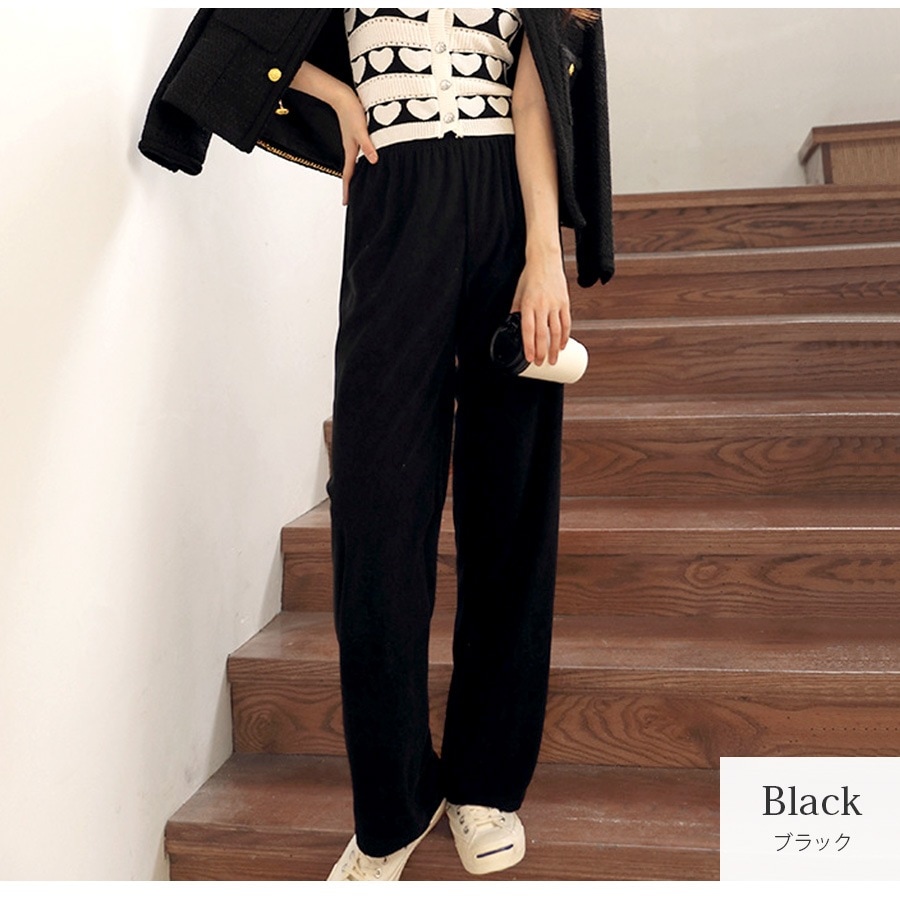 コーデュロイ リラックスパンツ ストレート 薄手 ワイド ロングパンツ ハイウエスト ゆったり 定番 シンプル 韓国ファッション レディース 新作 春 秋 冬 ブラック ブラウン グレージュ アイボリー M L JOCOSA 9130