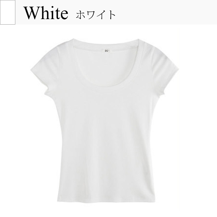 Tシャツ トップス 半袖 ミドル丈 カットソー ストレッチ レディース 春 夏 秋 新作 ブラック ホワイト グレー ネイビー グリーン ブルー S M L XL JOCOSA 8069