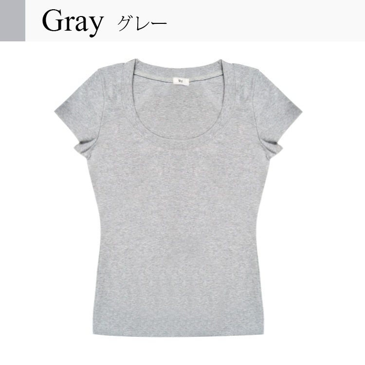Tシャツ トップス 半袖 ミドル丈 カットソー ストレッチ レディース 春 夏 秋 新作 ブラック ホワイト グレー ネイビー グリーン ブルー S M L XL JOCOSA 8069