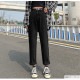 デニムパンツ ストレート ロング丈 ジーパン カジュアル ポケット シンプル 無地 ストリート 韓国ファッション レディース 新作 春 夏 秋 冬 ブラック 黒 ダークグレー 灰 アイボリー ライトブルー ブルー グレイッシュブルー 青 S M L XL JOCOSA 9106
