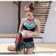 水着 体型カバー 韓国ファッション 夏 セクシー パレオ スカート キャミソール ショートパンツ ペイズリー柄 バッククロス 背中見せ パット付き カップ付き 大人 おしゃれ レディース 春 秋 新作 オレンジ レッド M L JOCOSA 9803