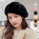 ベレー帽 レディース 春夏秋冬 新作 帽子 ファー ふわふわ シンプル 暖かい おしゃれ 可愛い アジャスター 紐 韓国風 韓流 ライトグレー ピンク ブラック 黒 ベージュ ブラウン 茶色 グレージュ ホワイト 白 JOCOSA 8465 即納 送料無料
