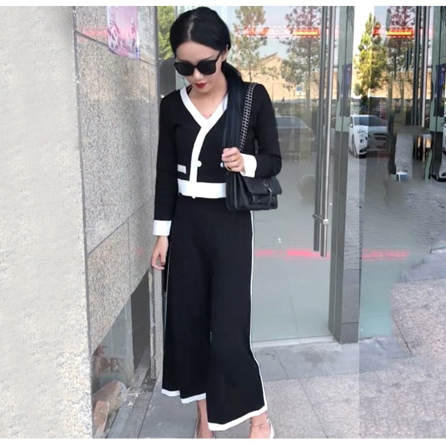 セットアップニット 長袖 セクシー ニット ワイドパンツ 大人 オフィス